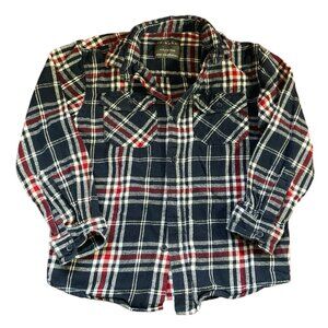Navy/Red/White Plaid Long Sleeve Button Up Shirt